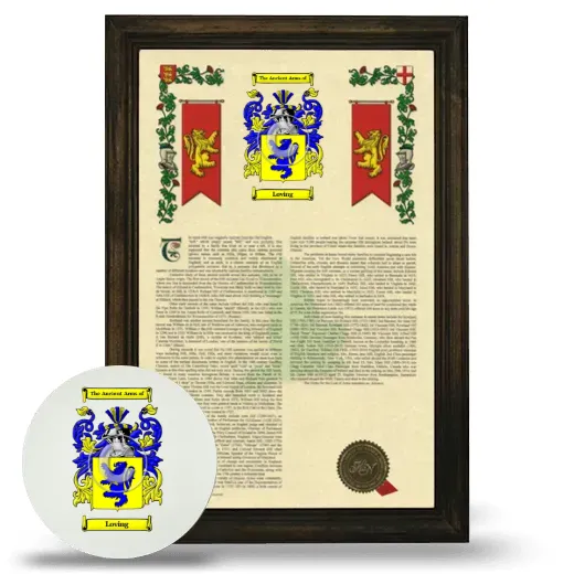 Loving Framed Armorial History and Mouse Pad - Brown
