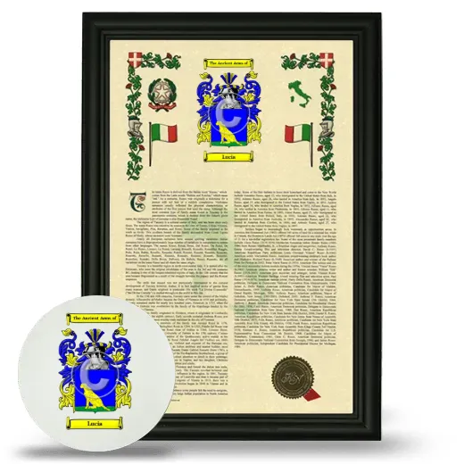 Lucia Framed Armorial History and Mouse Pad - Black