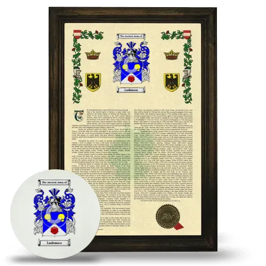 Ludeman Framed Armorial History and Mouse Pad - Brown