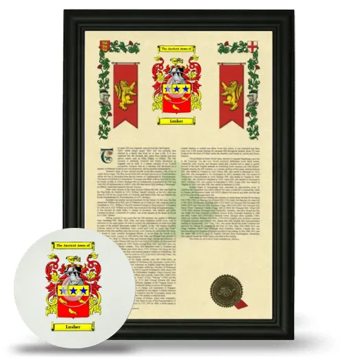 Lusher Framed Armorial History and Mouse Pad - Black