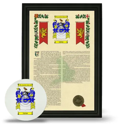 Lytton Framed Armorial History and Mouse Pad - Black