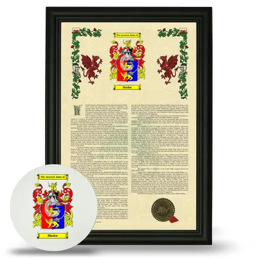 Madoc Framed Armorial History and Mouse Pad - Black