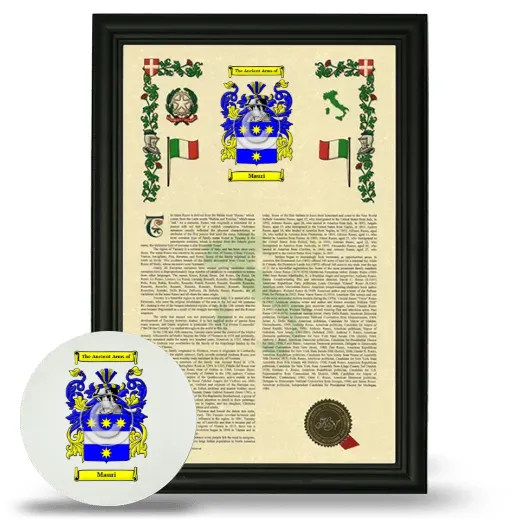 Mauri Framed Armorial History and Mouse Pad - Black