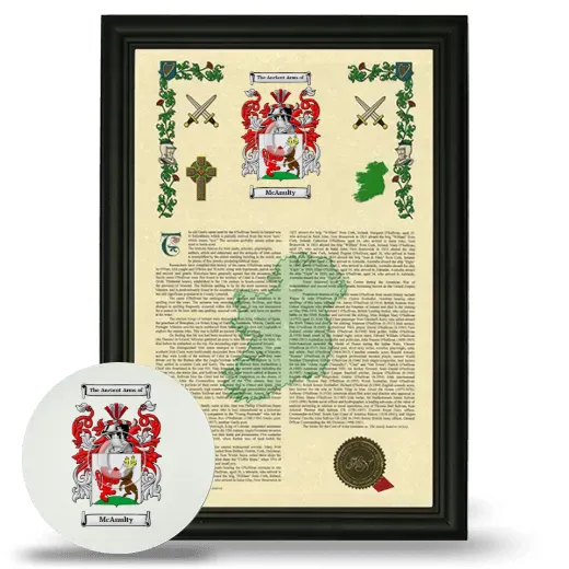 McAnulty Framed Armorial History and Mouse Pad - Black
