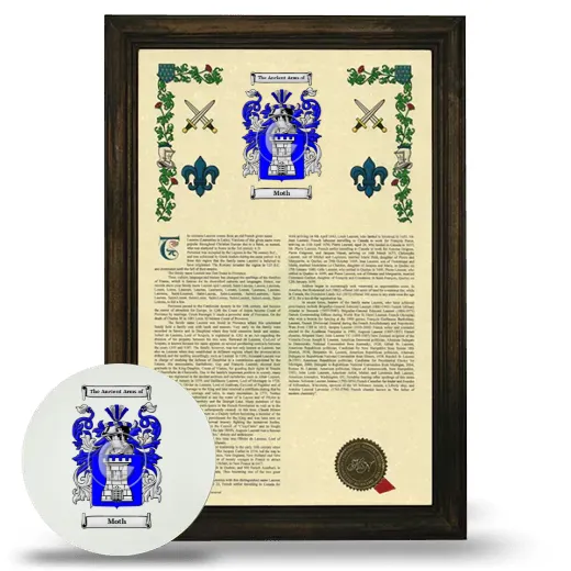 Moth Framed Armorial History and Mouse Pad - Brown