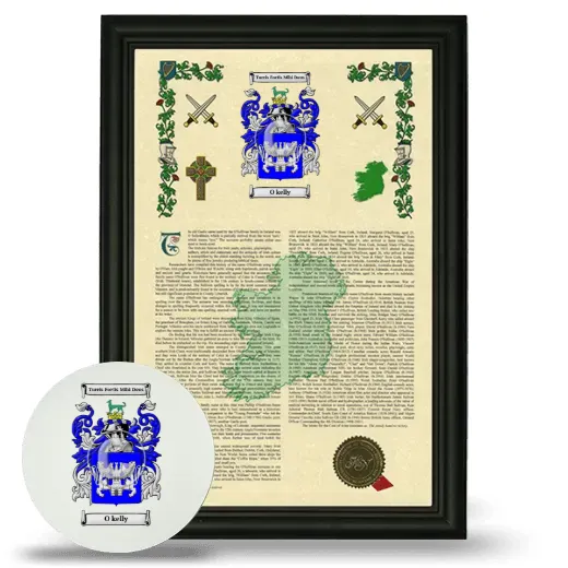 O kelly Framed Armorial History and Mouse Pad - Black