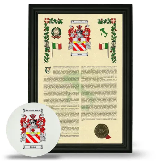 Orsini Framed Armorial History and Mouse Pad - Black