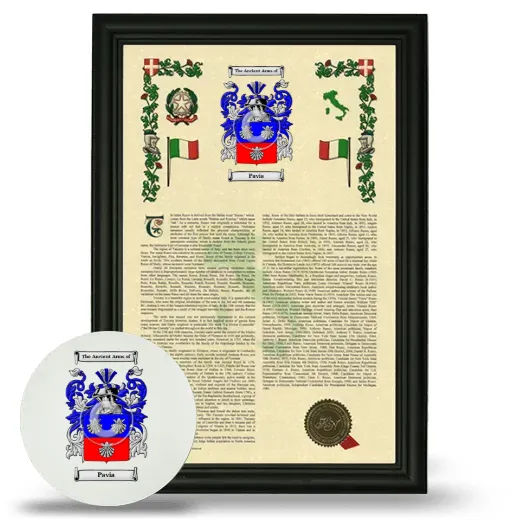 Pavia Framed Armorial History and Mouse Pad - Black