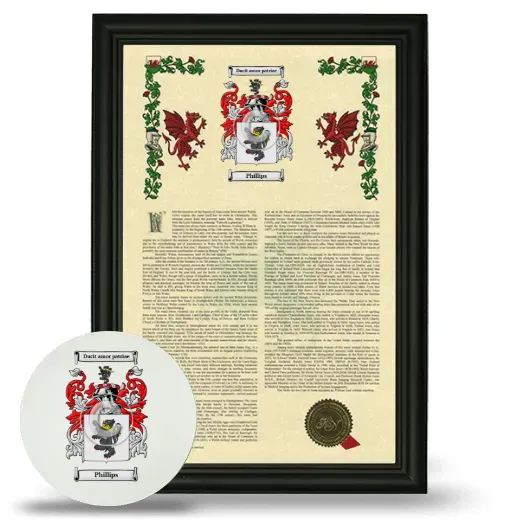Phillips Framed Armorial History and Mouse Pad - Black