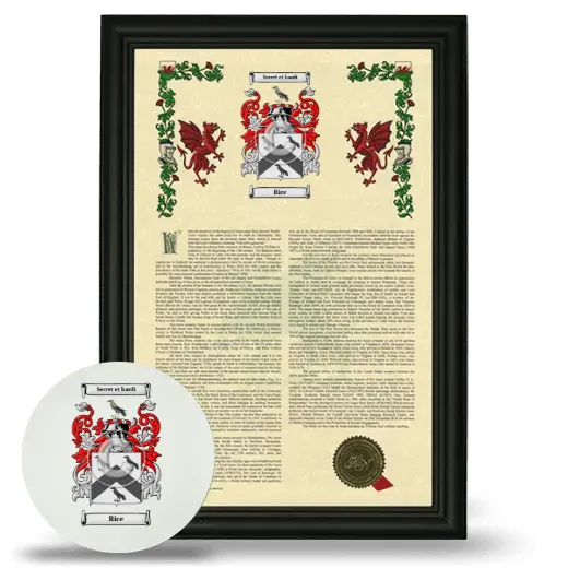 Rice Framed Armorial History and Mouse Pad - Black