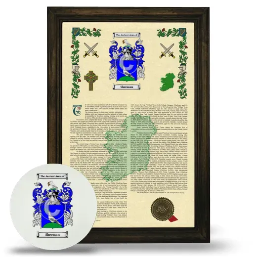 Sheeman Framed Armorial History and Mouse Pad - Brown