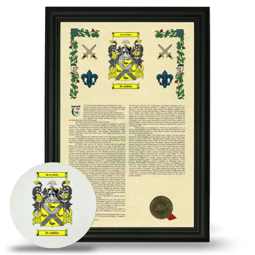 St-Aubin Framed Armorial History and Mouse Pad - Black