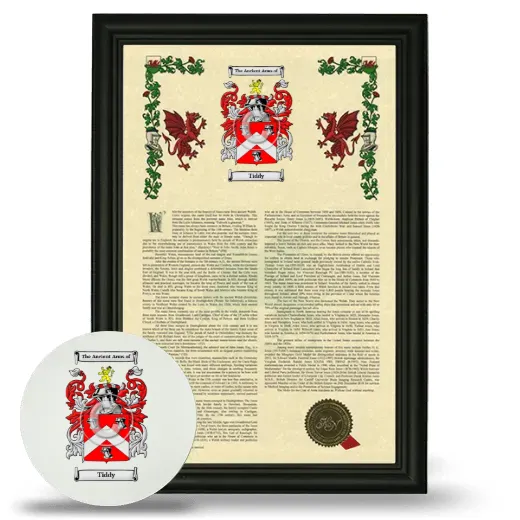 Tiddy Framed Armorial History and Mouse Pad - Black
