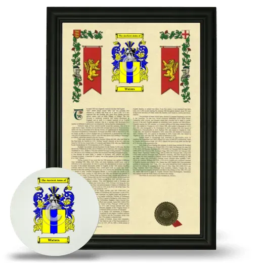 Waters Framed Armorial History and Mouse Pad - Black