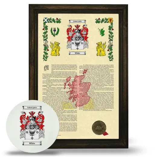 White Framed Armorial History and Mouse Pad - Brown