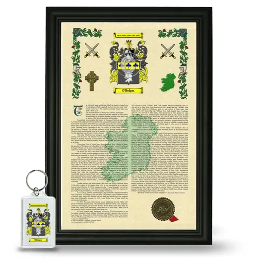 O'Bolger Framed Armorial History and Keychain - Black