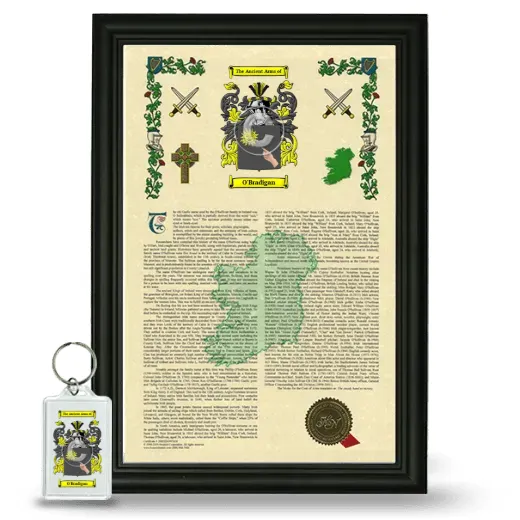O'Bradigan Framed Armorial History and Keychain - Black