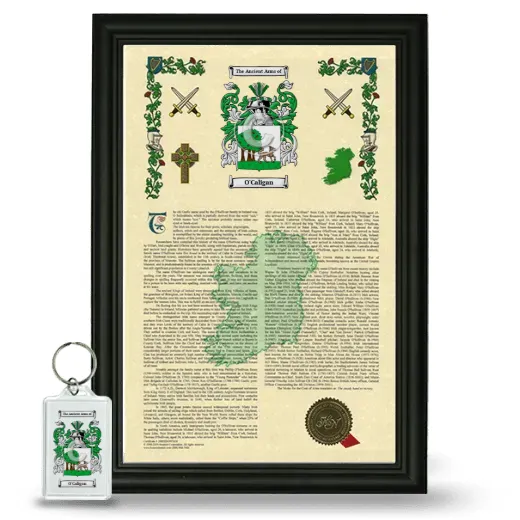 O'Caligan Framed Armorial History and Keychain - Black