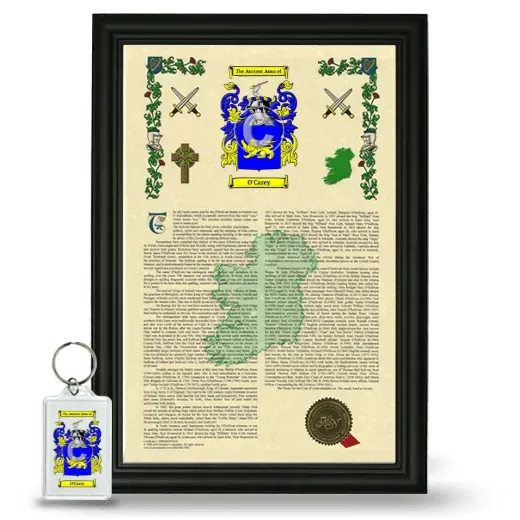 O'Carey Framed Armorial History and Keychain - Black