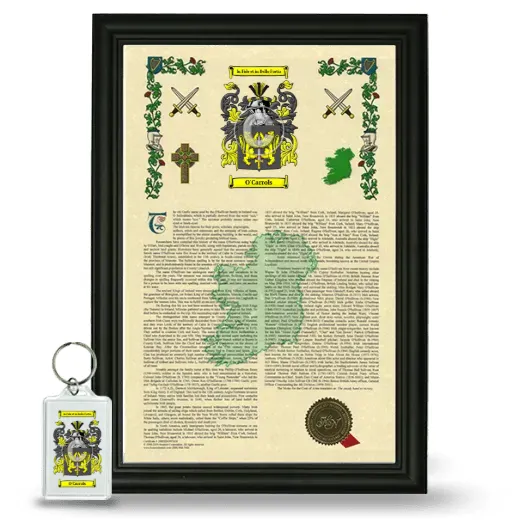 O'Carrols Framed Armorial History and Keychain - Black