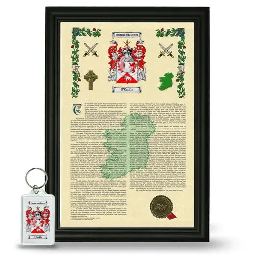 O'Casidy Framed Armorial History and Keychain - Black