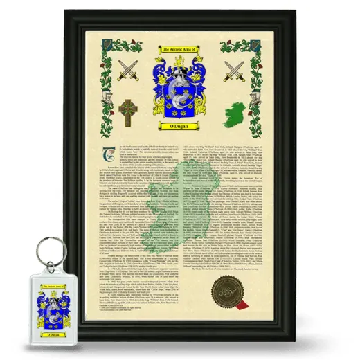 O'Dugan Framed Armorial History and Keychain - Black