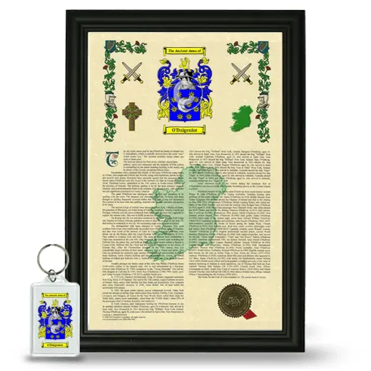 O'Duigenint Framed Armorial History and Keychain - Black