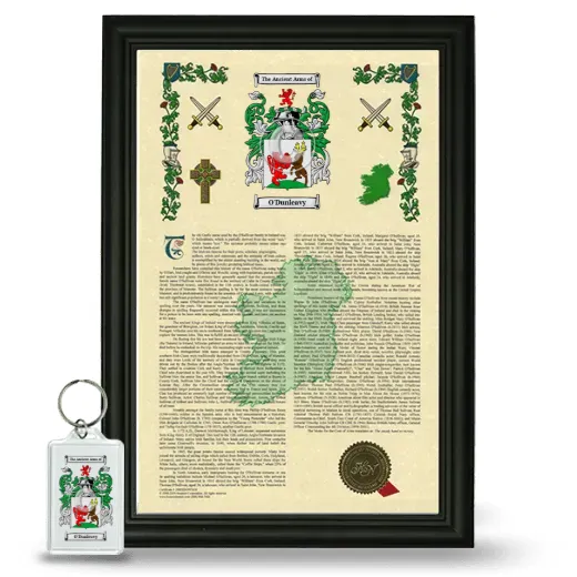 O'Dunleavy Framed Armorial History and Keychain - Black