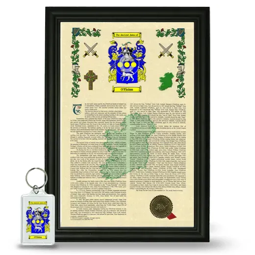 O'Flainn Framed Armorial History and Keychain - Black