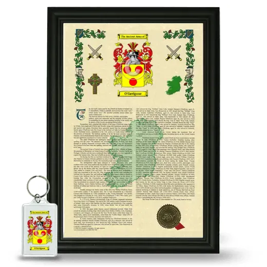 O'Gavigane Framed Armorial History and Keychain - Black