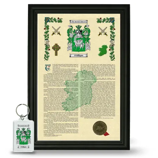 O'Gilligan Framed Armorial History and Keychain - Black