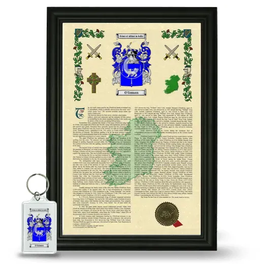 O'Goman Framed Armorial History and Keychain - Black