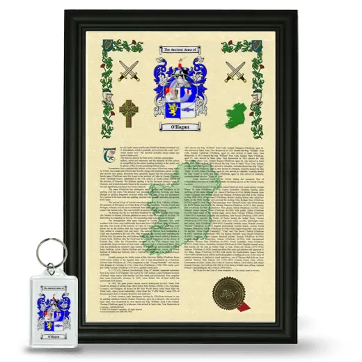 O'Hagan Framed Armorial History and Keychain - Black
