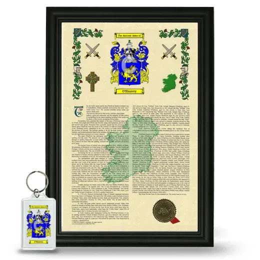 O'Hanvey Framed Armorial History and Keychain - Black