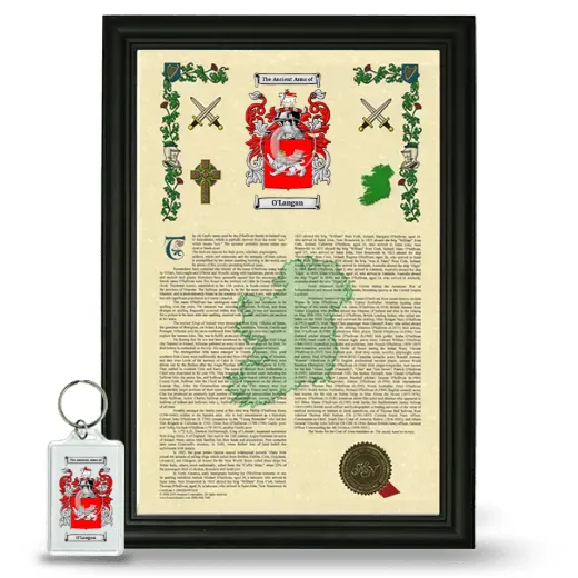 O'Langan Framed Armorial History and Keychain - Black
