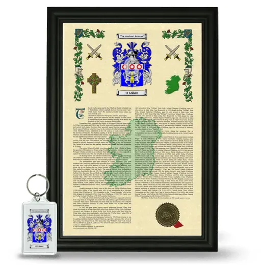 O'Lohan Framed Armorial History and Keychain - Black