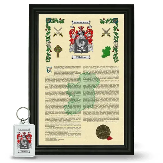 O'Maddane Framed Armorial History and Keychain - Black
