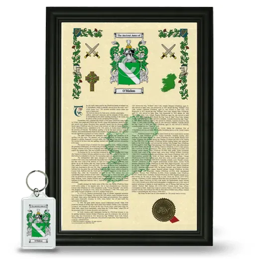 O'Malon Framed Armorial History and Keychain - Black