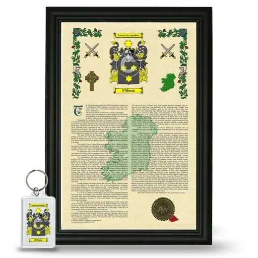 O'Moran Framed Armorial History and Keychain - Black