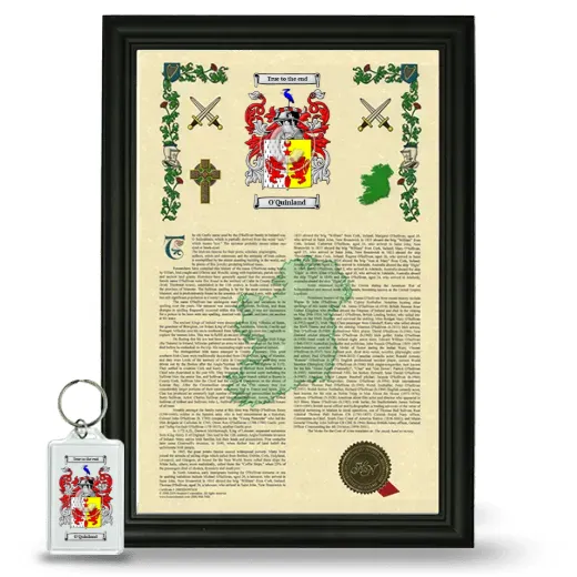 O'Quinland Framed Armorial History and Keychain - Black