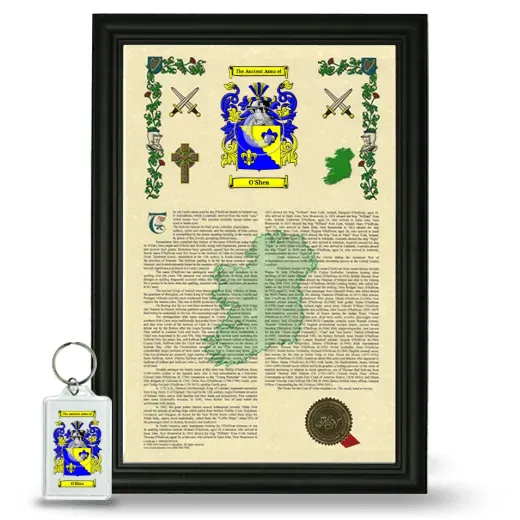 O'Shea Framed Armorial History and Keychain - Black