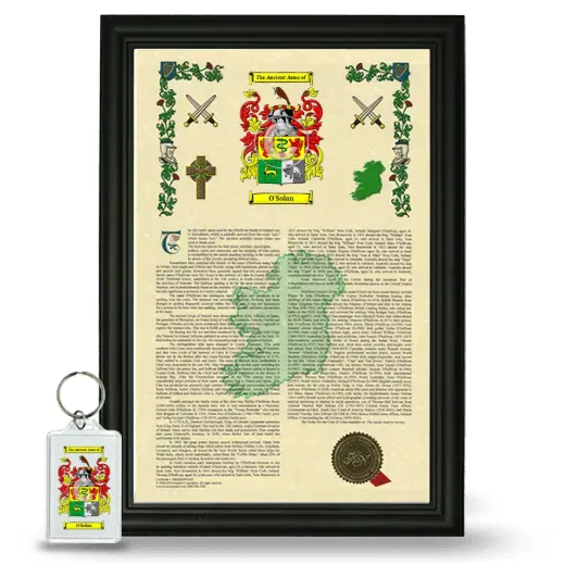 O'Solan Framed Armorial History and Keychain - Black