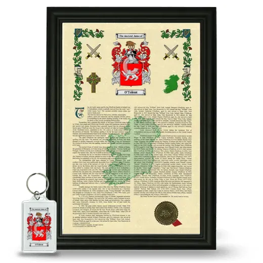 O'Tolent Framed Armorial History and Keychain - Black