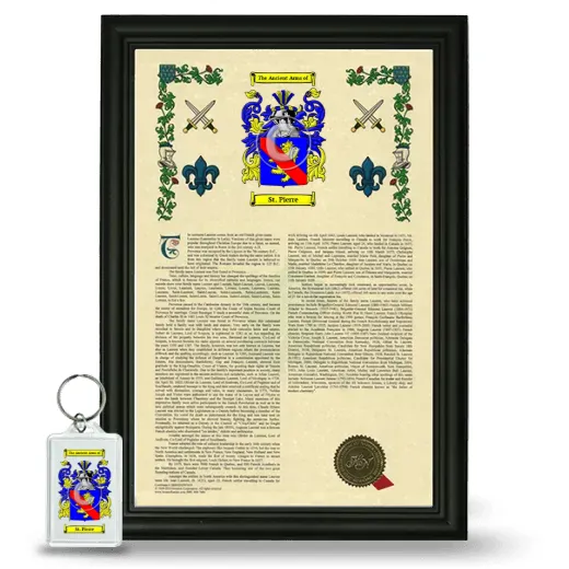 St. Pierre Framed Armorial History and Keychain - Black