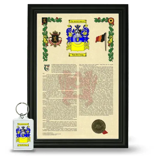 Van Der burg Framed Armorial History and Keychain - Black