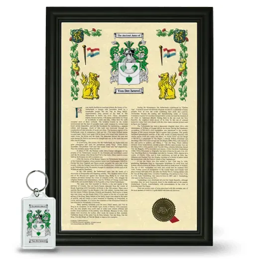 Van Der heuvel Framed Armorial History and Keychain - Black