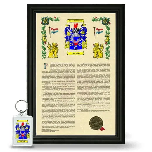 Van Dyke Framed Armorial History and Keychain - Black