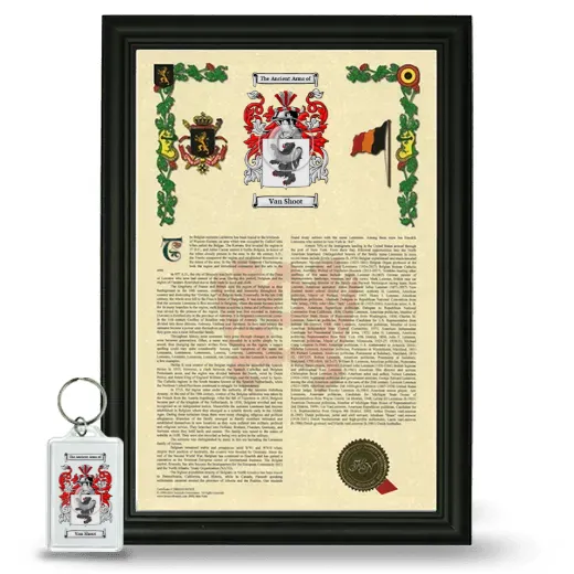 Van Shoot Framed Armorial History and Keychain - Black