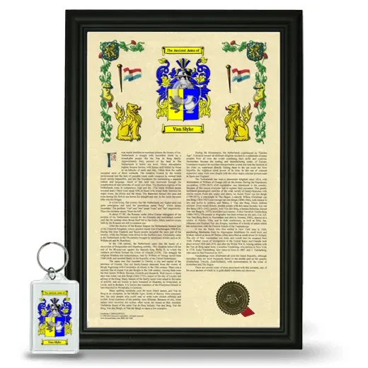 Van Slyke Framed Armorial History and Keychain - Black