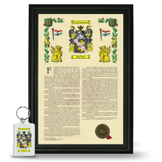Van Veen Framed Armorial History and Keychain - Black